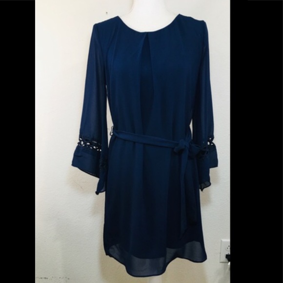 by & by Dresses & Skirts - BY&BY Navy Blue Bell Sleeve Solid Sheer, sz L